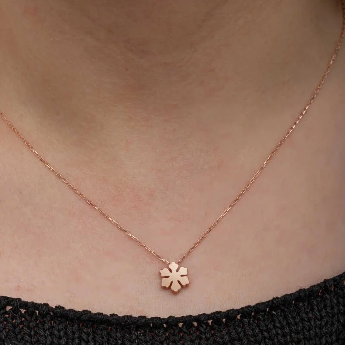 Gümüş Rose Minimal Kar Tanesi Kadın Kolye