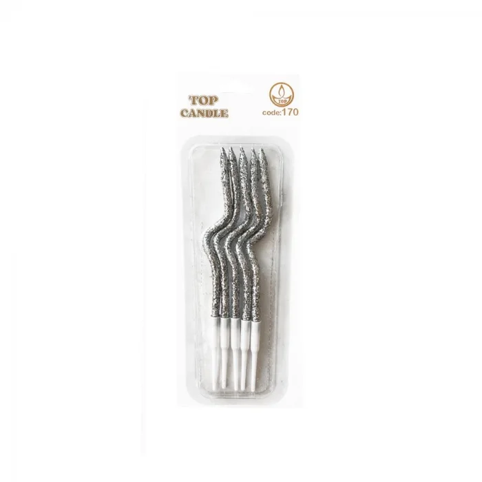 Gümüş Simli Kıvrımlı Doğum Günü Pasta Mumu