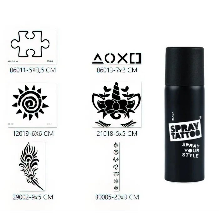 Güneş Ve Yaprak Sprey Dövme Seti Spray Tatto
