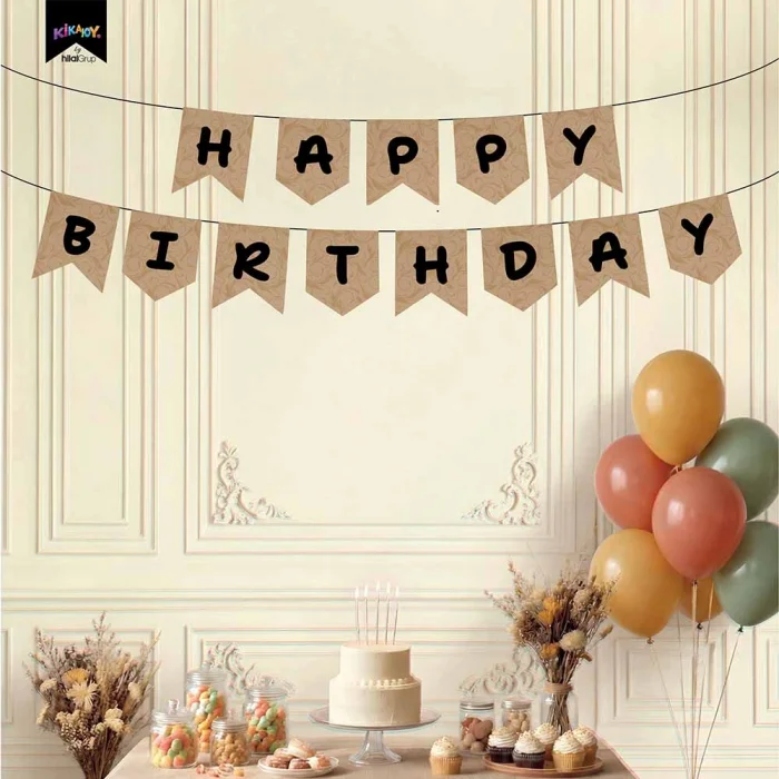 Happy Birthday Kraft Zemin Siyah Harf Afiş