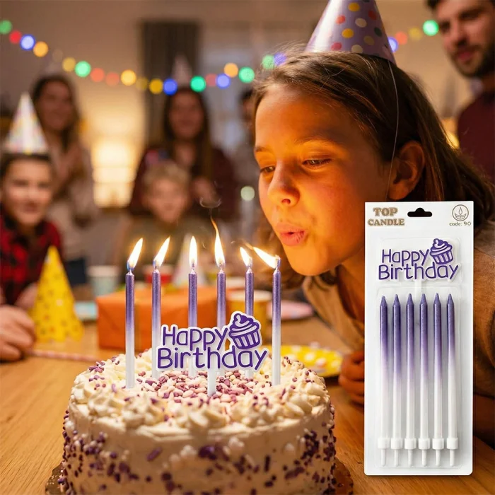 Happy Birthday Yazılı Pasta Mumu Seti 13cm 6 Parça
