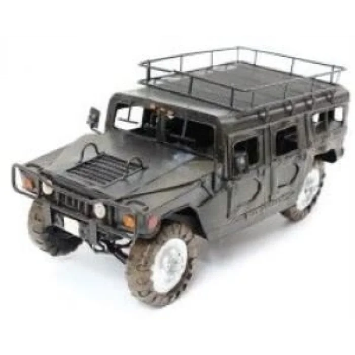 Hummer Army Jeep 2003 Elyapımı Eskitilmiş Biblo Siyah 27cm