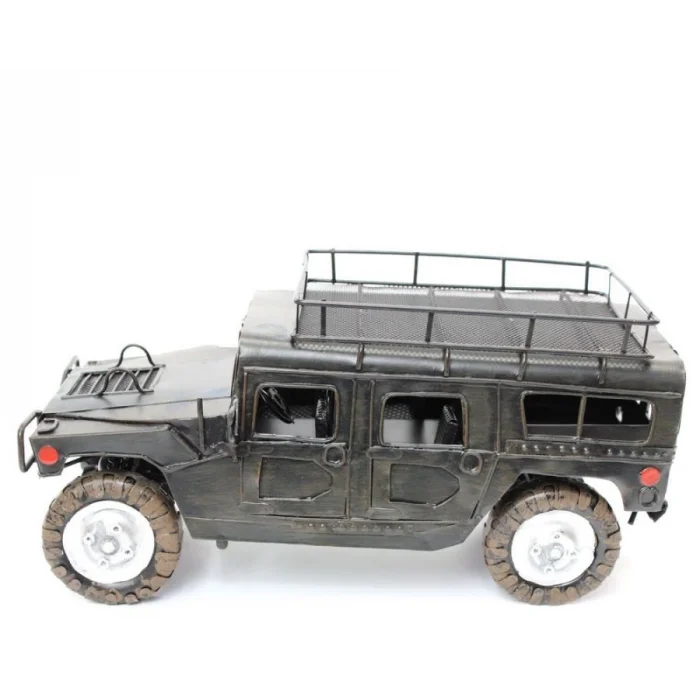 Hummer Army Jeep 2003 Elyapımı Eskitilmiş Biblo Siyah 27cm