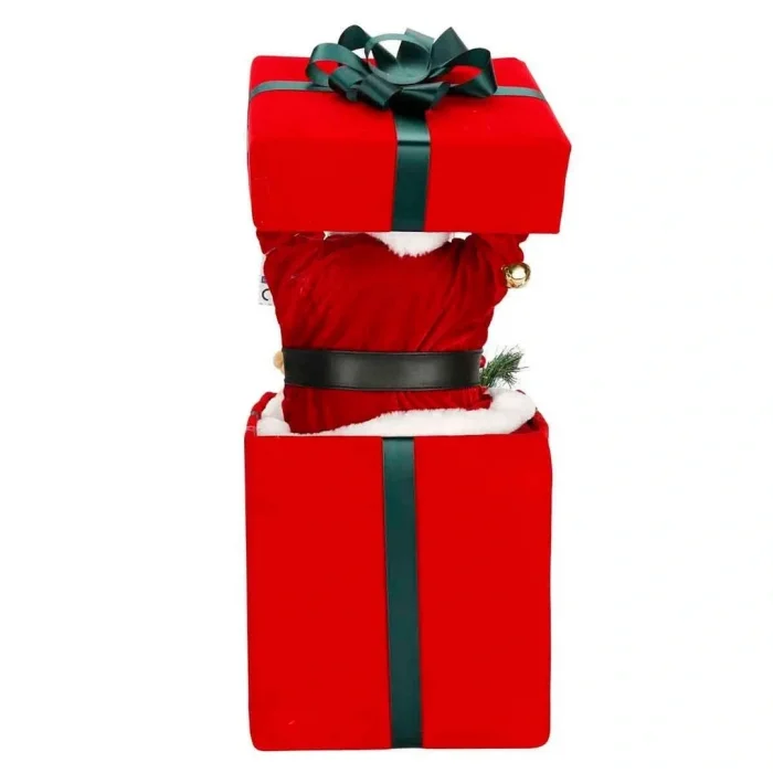 Işıklı Noel Baba Figürlü Dekoratif Hediye Kutusu 59 cm