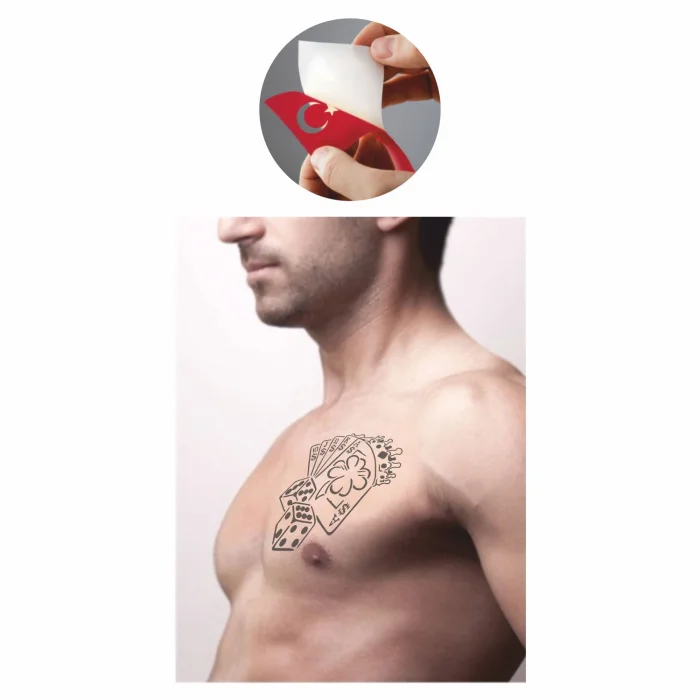 İskambil Zar Kumar  Tattoo Geçici Dövme Şablonları Kına Kalıpları