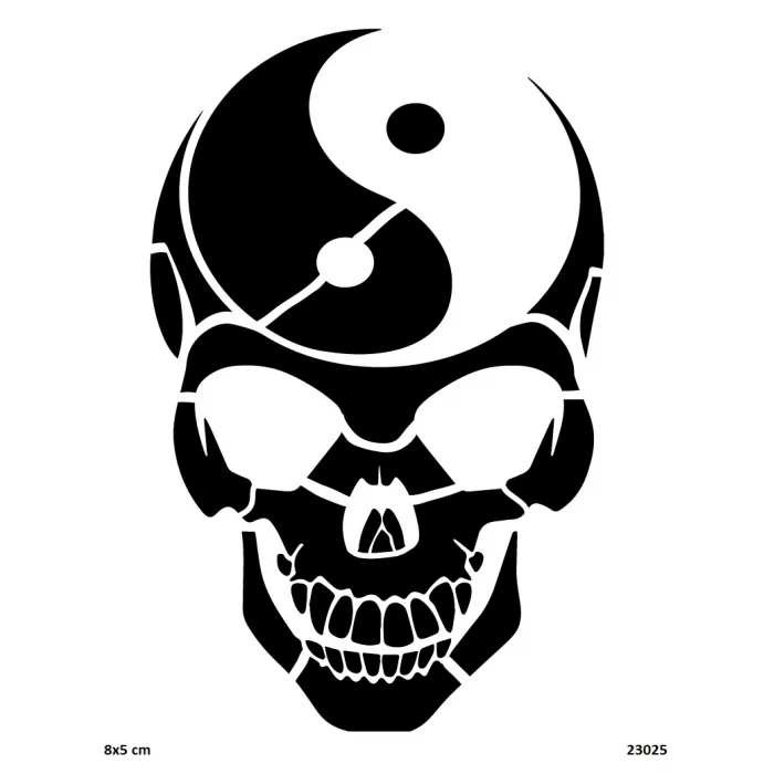 İskelet Ve Ying Yang Geçici Dövme Şablonu