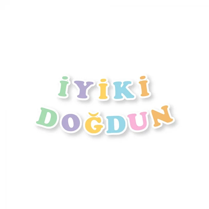 İyi ki doğdun Harf Afiş -Makaron Renkler-