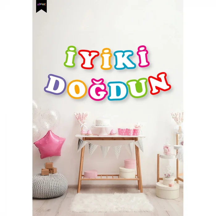 İyi ki Doğdun Harf Afiş -Rainbow Renkler-