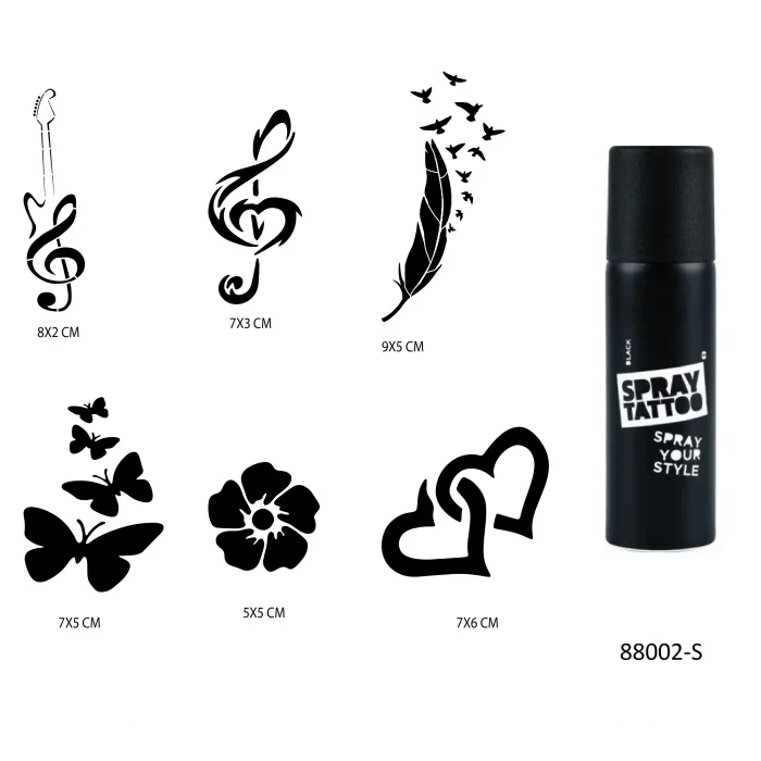 Kelebek Ve Nota Geçici Sprey Dövme Seti Spray Tatto
