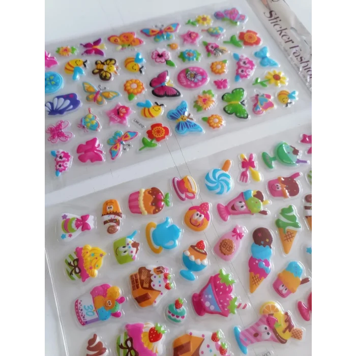 Kelebek ve Şekerleme 3D Kabartmalı Sticker Çıkartma seti