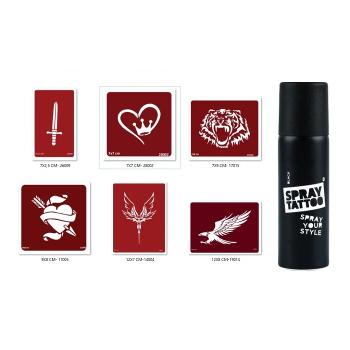Kılıç Ve Taç Geçici Sprey Dövme Seti Spray Tatto