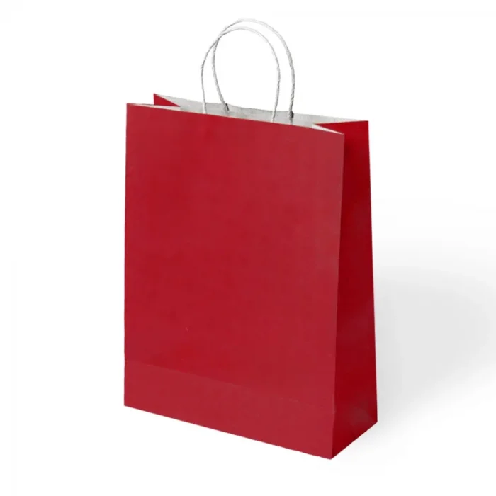 Kırmızı Büküm Saplı Kraft Çanta 15x20cm