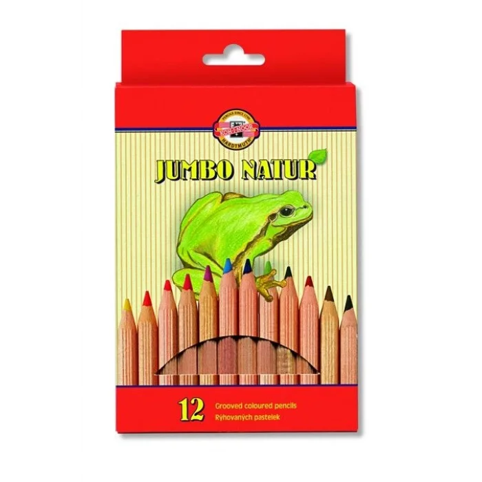 Koh-i Noor Jumbo Naturel Kalın Kuru Boya Kalemi Seti 12 Renk