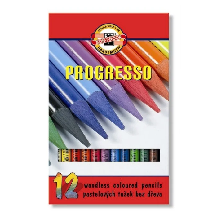 Koh-i Noor Progresso Ağaçsız Kuru Boya Kalemi Seti 12 Renk