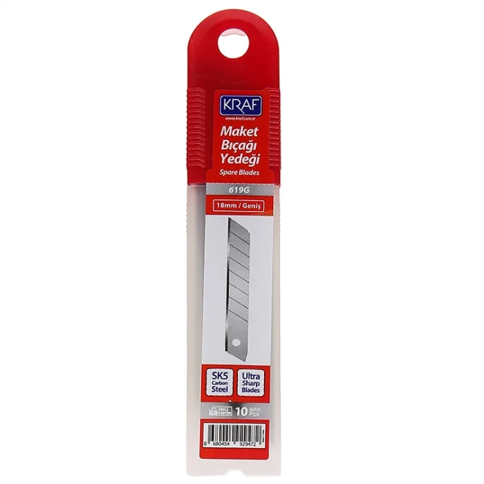 Kraf Maket Bıçağı Yedeği Geniş Ultra Karbon Çelik SK5 10lu Tüp
