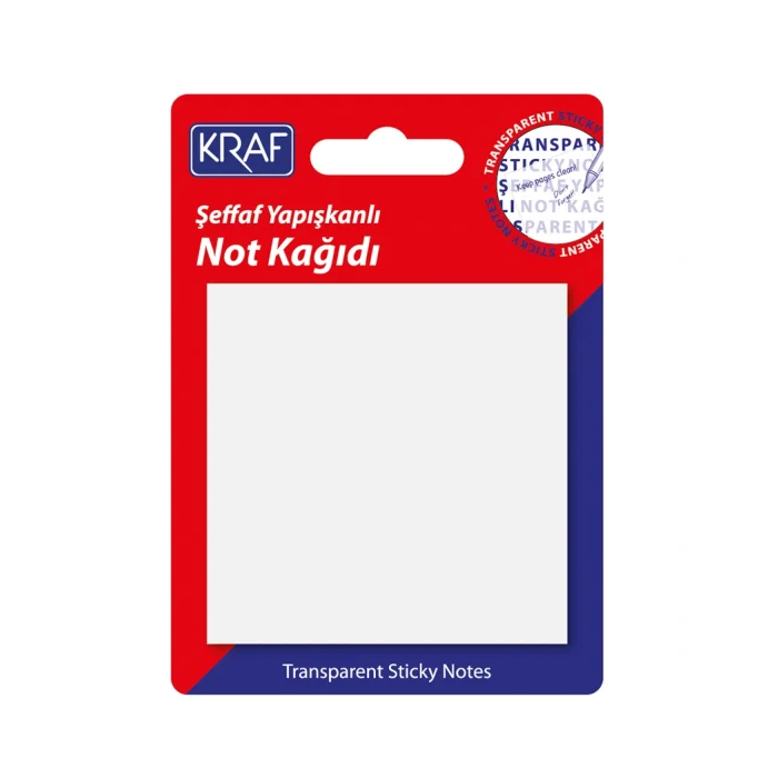Kraf Şeffaf Post-it Yapışkanlı Not Kağıdı 76x76 mm. 50 yaprak ŞEFFAF