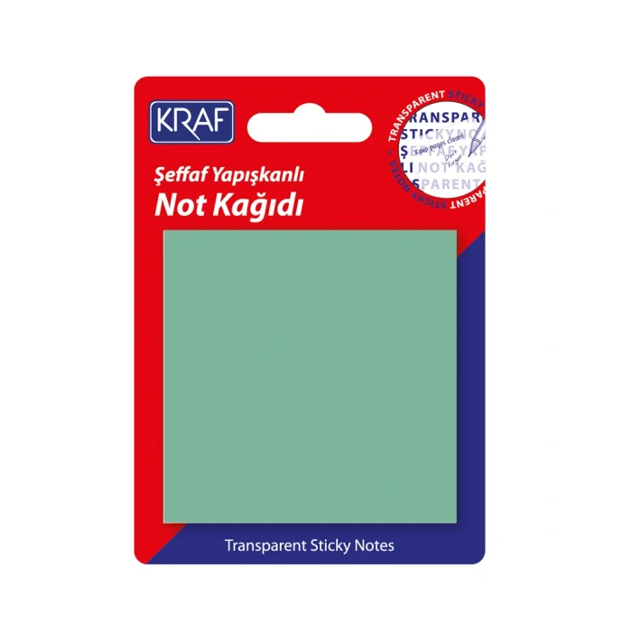 Kraf Şeffaf Post-it Yapışkanlı Not Kağıdı 76x76 mm. 50 yaprak ŞEFFAF YEŞİL