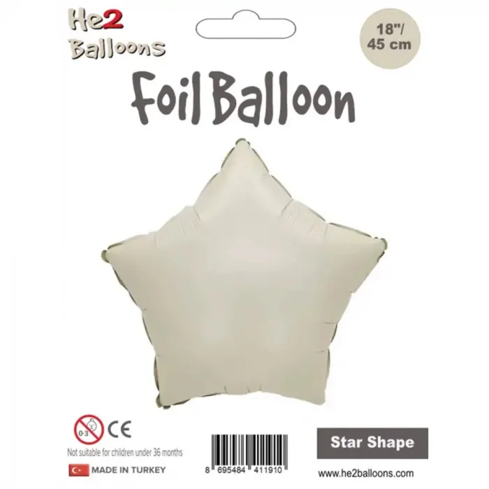 Krem Yıldız Folyo Balon 18