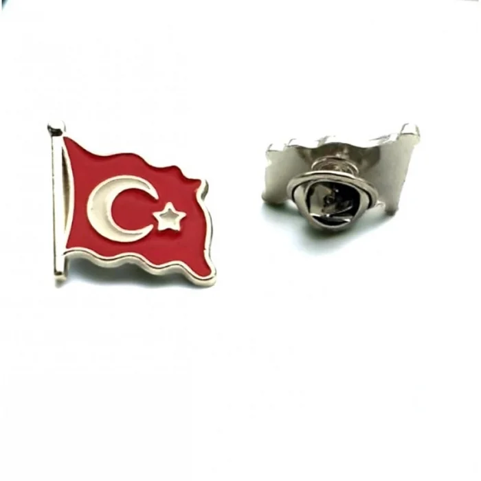 Krom Dalgalı Mineli Bayrak Rozet