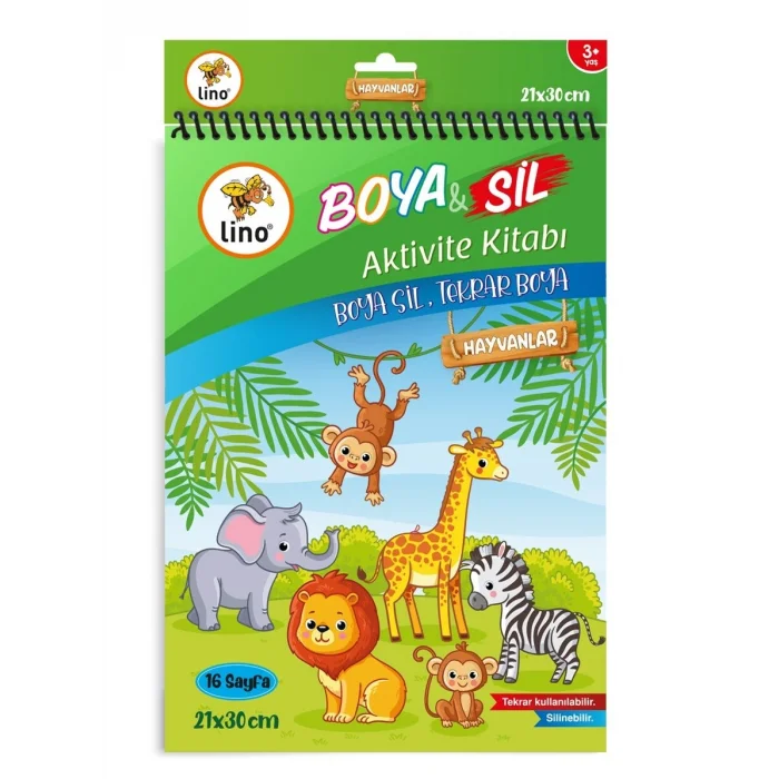 Lino Boya & Sil Aktivite Boyama Kitabı A4 Hayvanlar