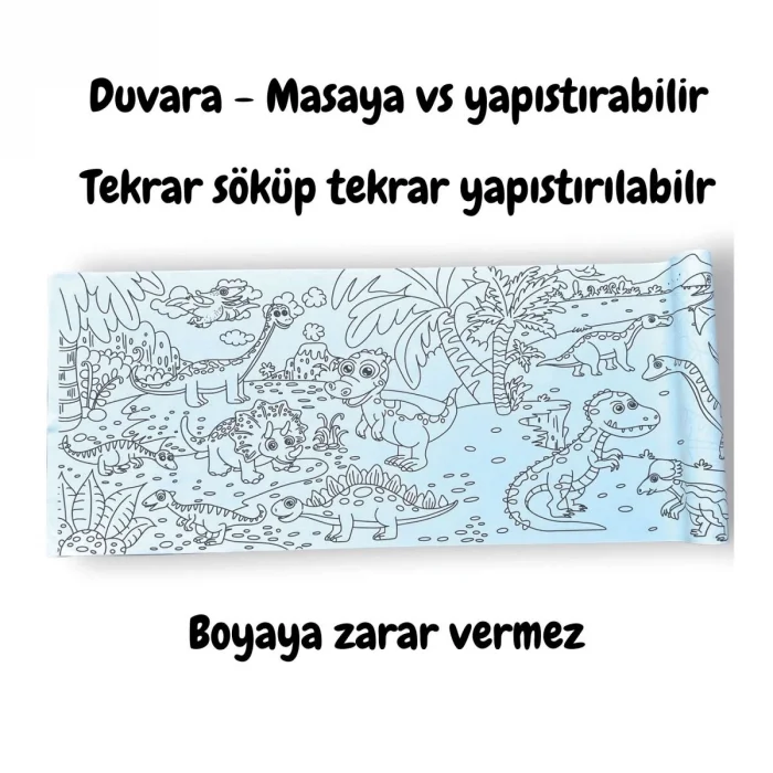 Lino Yapışkanlı Rulo Boyama Kağıdı 200x30 cm. AGE OF DINOSAURS