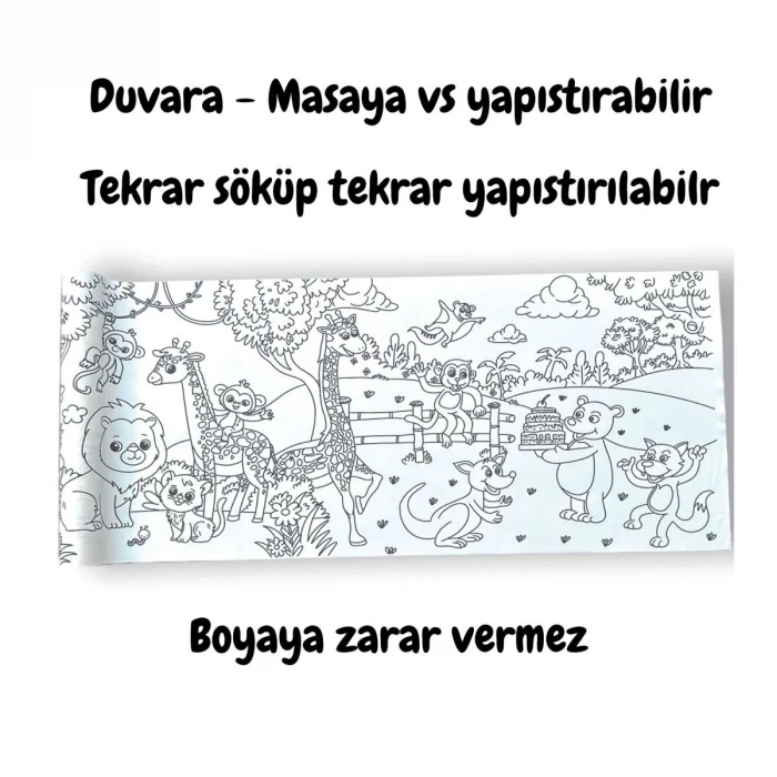 Lino Yapışkanlı Rulo Boyama Kağıdı 200x30 cm. ANIMAL PARADISE