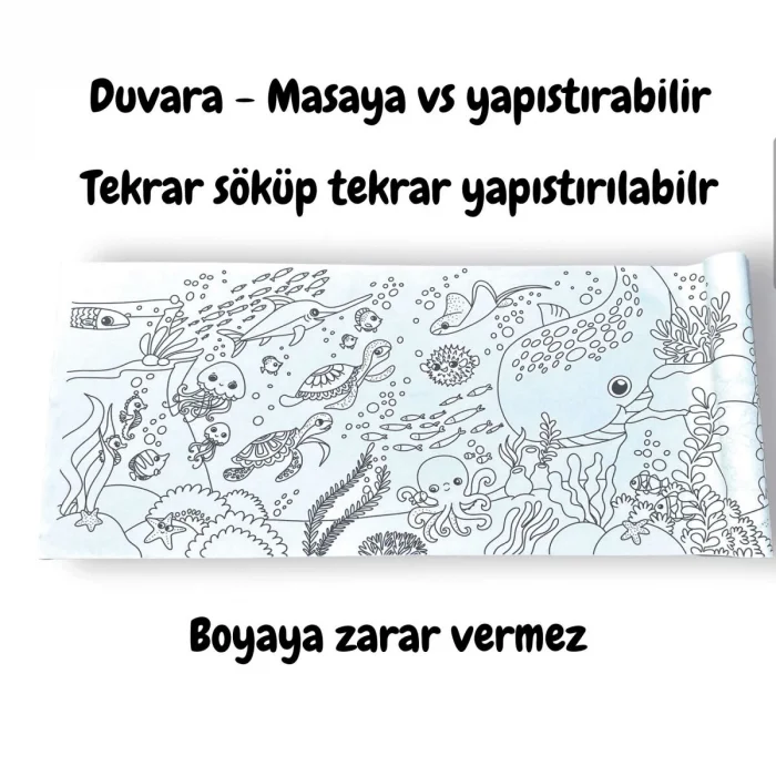 Lino Yapışkanlı Rulo Boyama Kağıdı 200x30 cm. SEA WORLD