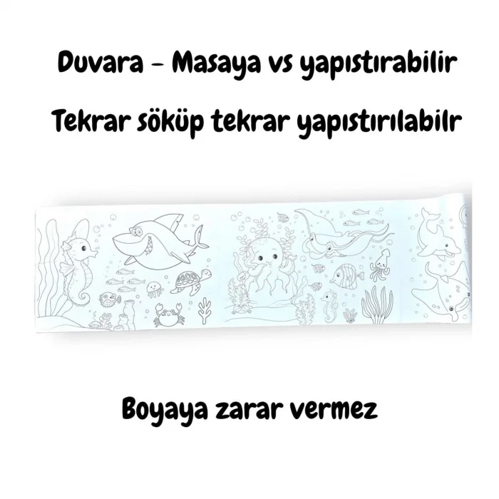Lino Yapışkanlı Rulo Boyama Kağıdı 86x20 cm. SEA WORLD