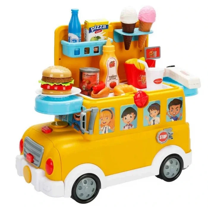 Little Chef 2in1 Sesli ve Işıklı Okul Otobüsü Dükkanı Oyun Seti 34 Parça