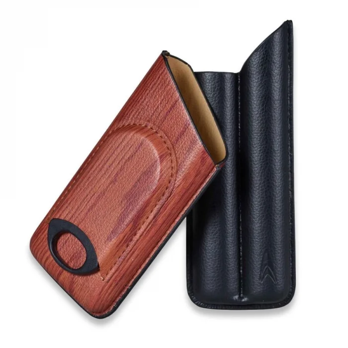Lotus Wood Desen Deri Puro Kılıfı Kesicili 2li (62 Ring)