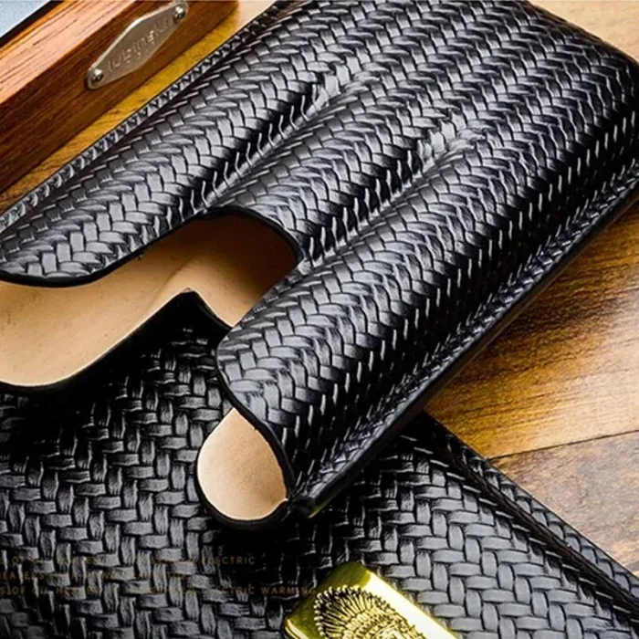 Lubinski Deri Puro Kılıfı Örgü Desen Siyah 3lü (60Ring)