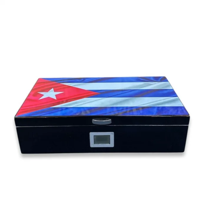 Lubinski İtaly Cuban Flag Humidor Puro Kutusu Siyah 80s