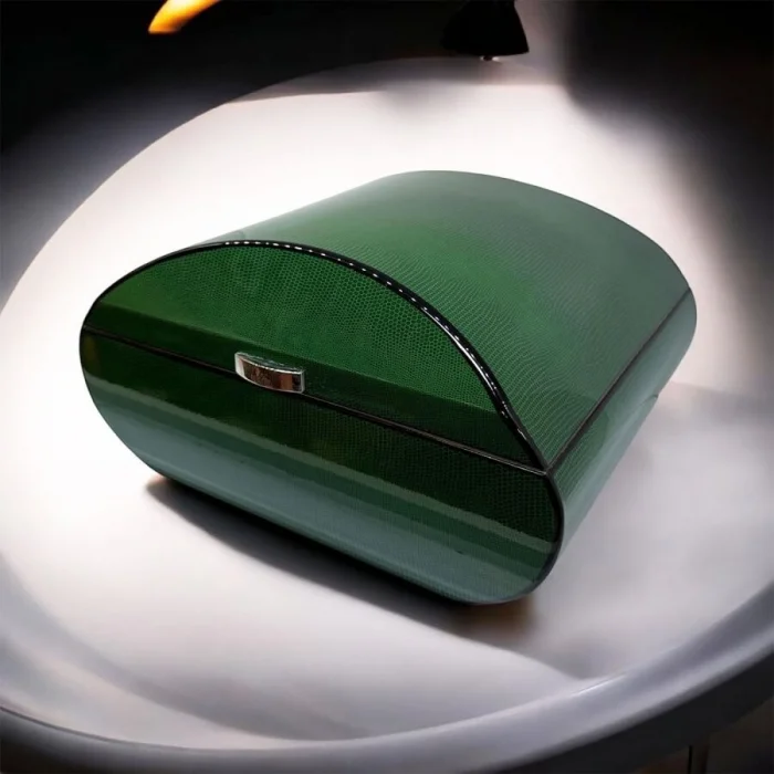 Lubinski İtaly Oval Humidor Puro Kutusu Lizard Yeşil 60s