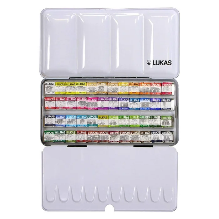 Lukas Aquarell 1862 Profesyonel Tablet Sulu Boya Seti 48 Renk 1/2 Tablet Metal Kutu