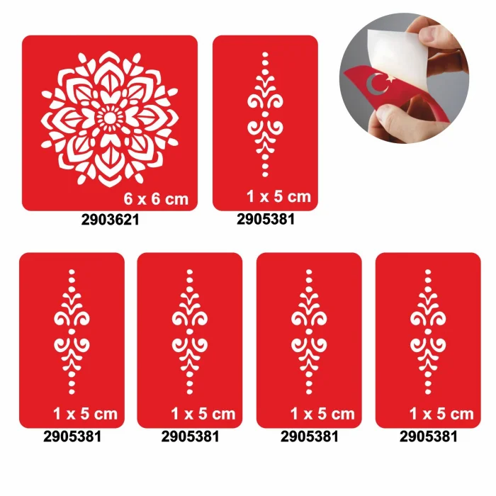 Mandala 5'li Set Geçici Dövme Kına Şablonu