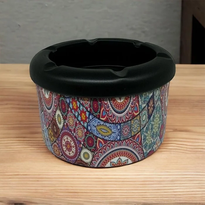 Mandala Desen Metal Mini Sigara Küllüğü Karışık 8cm