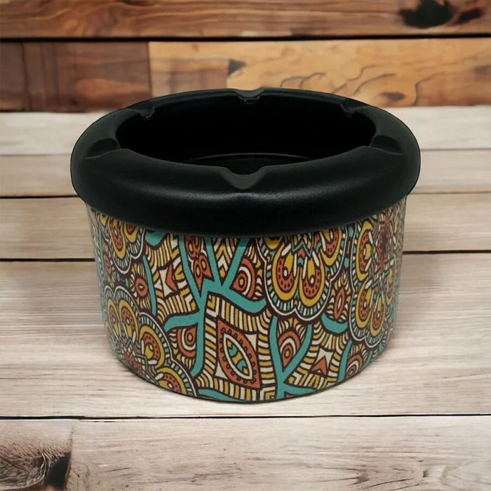 Mandala Desen Metal Mini Sigara Küllüğü Turkuaz 8cm