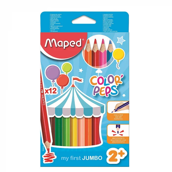 Maped Color PepS Jumbo Üçgen Kuru Boya 12 Renk (834010ZV)