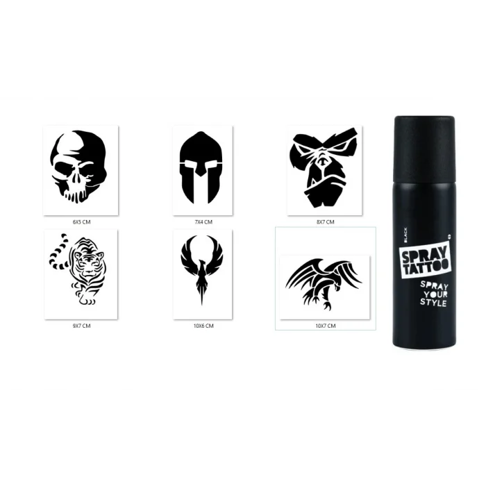 Maymun Ve Miğfer Geçici Sprey Dövme Seti Spray Tatto