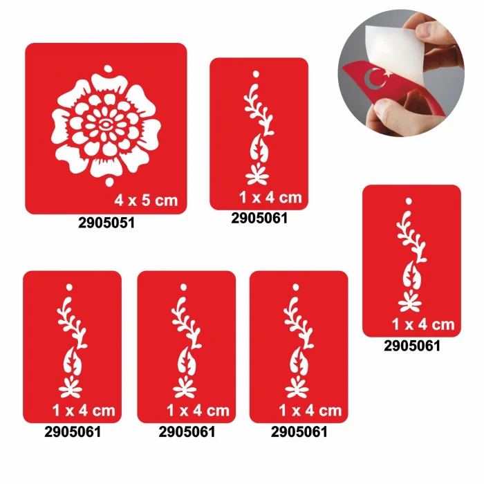 Menekşe 5'li Set Geçici Dövme Kına Şablonu