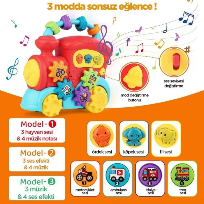 Minibo Sesli ve Işıklı Sevimli Aktivite Treni