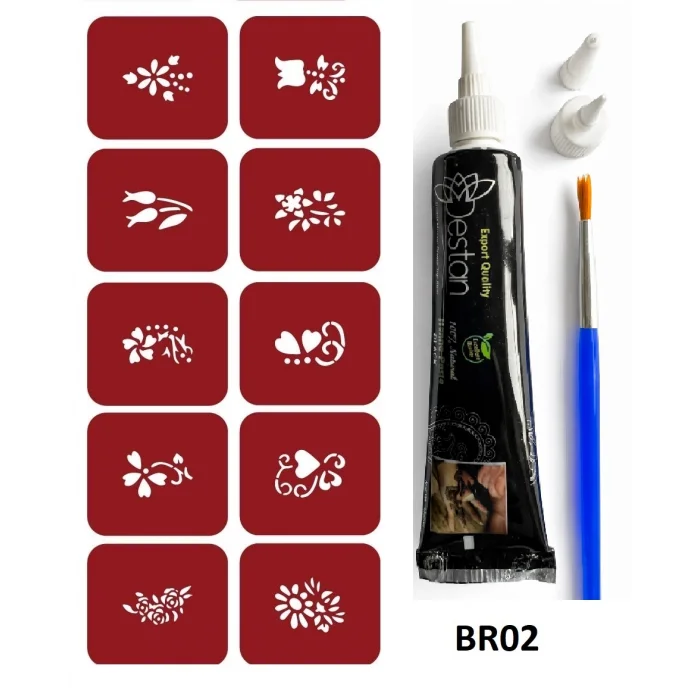 Minimal Kınalı Geçici Dövme Yapma Seti br002k