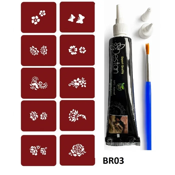 Minimal Kınalı Geçici Dövme Yapma Seti br003k