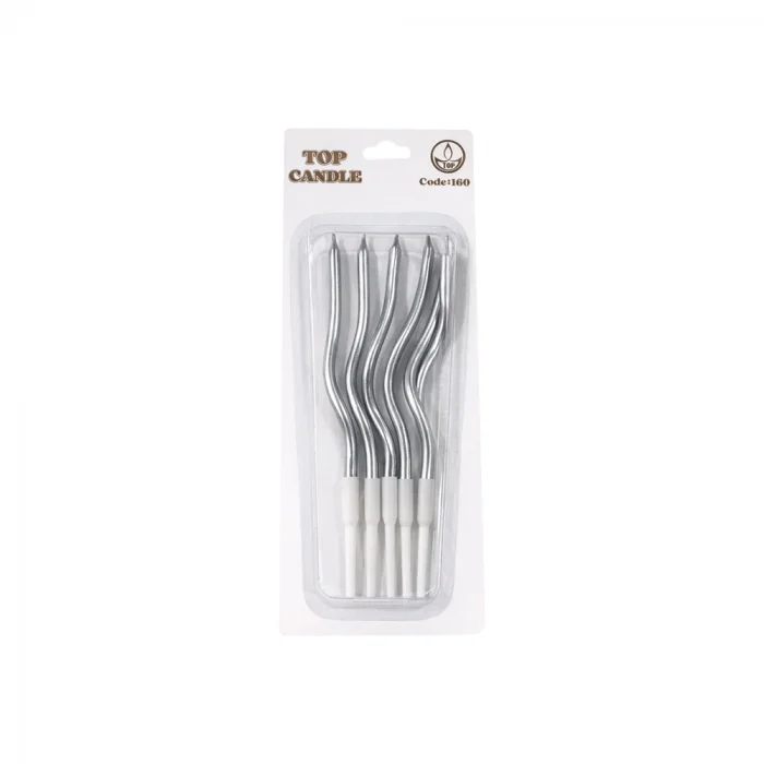 Mirror Metalik Gümüş Spiral Pasta Mumu