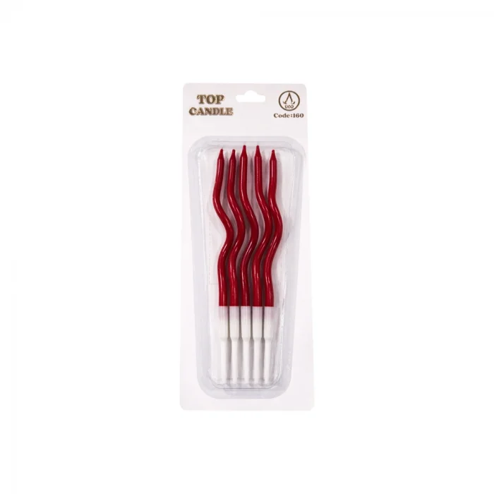 Mirror Metalik Kırmızı Spiral Pasta Mumu