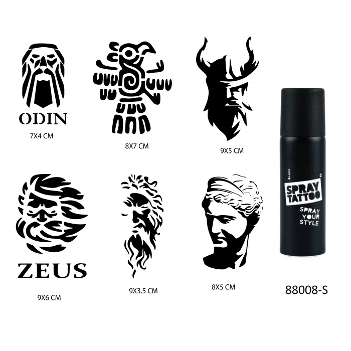 Mitolojik Desenler Geçici Sprey Dövme Seti Spray Tatto