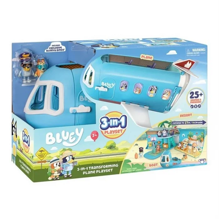 Moose Toys Bluey 3'ü 1 Arada Dönüşen Uçak Oyun Seti