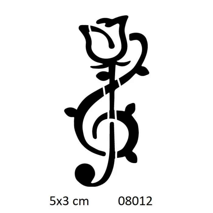 Müzik Ve Gül Geçici Dövme Şablonu