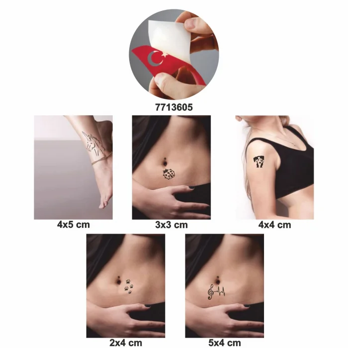 Müzikseverler 5 li Set Geçici Dövme Kına Şablonu