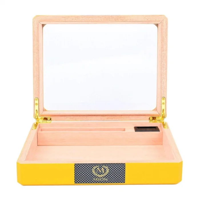 Myon Camlı Mini Humidor Puro Kutusu Sarı 20s